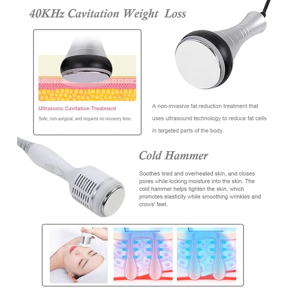 9 in 1 40k Cavitation Machine Plus EMS Pads - The Era of Beauty